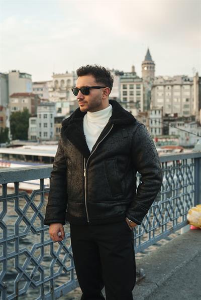 Siyah Nappa Deri Kürklü Mont