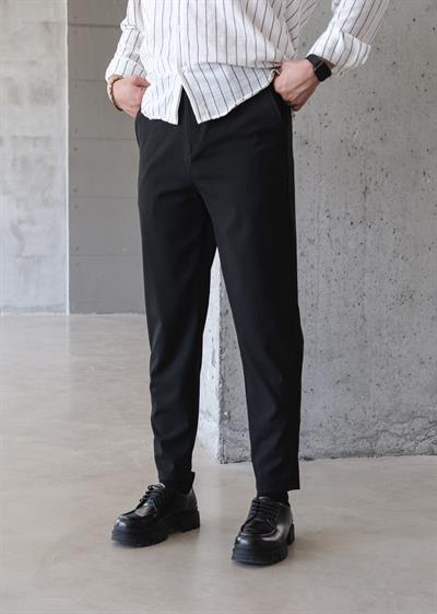 Siyah Beli Lastikli Havuç Pantolon