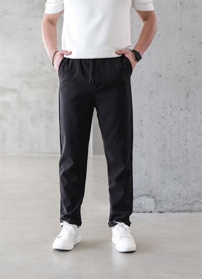 Siyah Double Paça Kumaş Pantolon