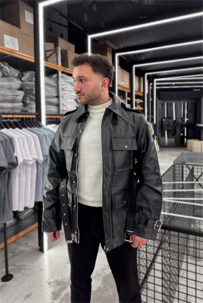 Siyah Giesto Deri Ceket