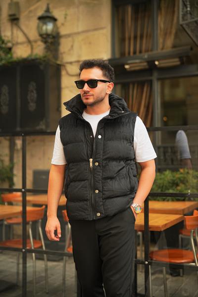 Siyah Kadife Sıfır Kol Yelek