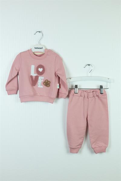 Love Nakışlı Bebek Takım - 6-18 Ay - Pembe