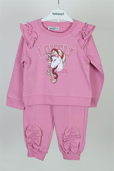 Unicorn Baskılı Çocuk İkili Takım - 2-5 Yaş - Pembe