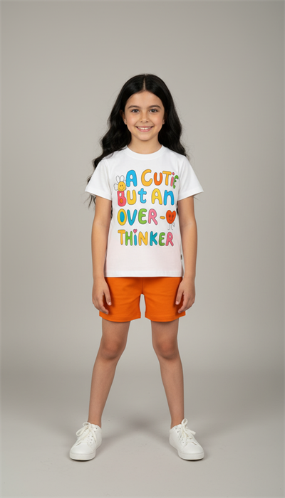 A Cutie But An Over Thinker Baskılı Şortlu Takım