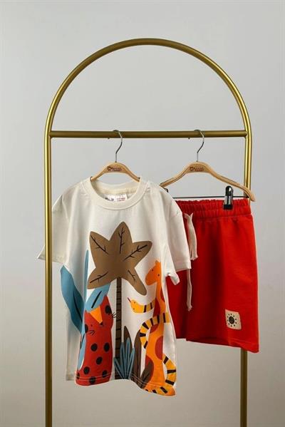 Animal Print Şortlu Takım