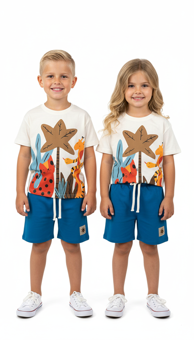 Animal Print Şortlu Takım