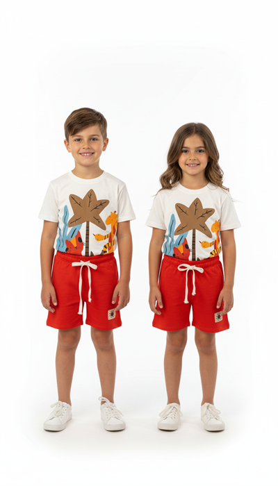 Animal Print Şortlu Takım