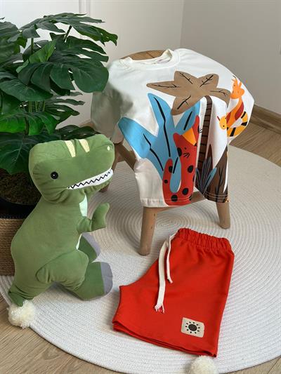 Animal Print Şortlu Takım