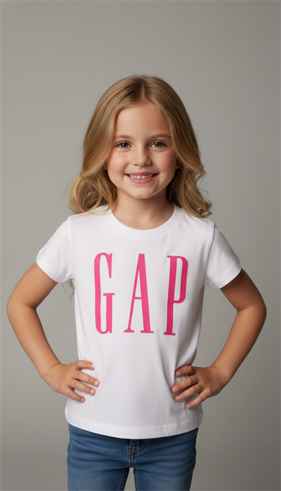 Beyaz Gap Pembe Baskılı Kız Çocuk T-shirt