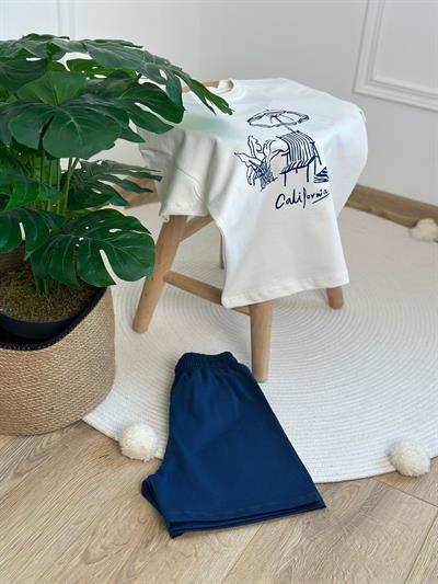 California Baskılı Şortlu Takım