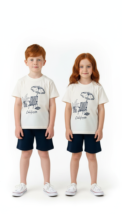 California Baskılı Şortlu Takım