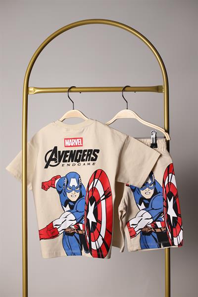 Captain America Sırt Baskılı Şortlu Takım
