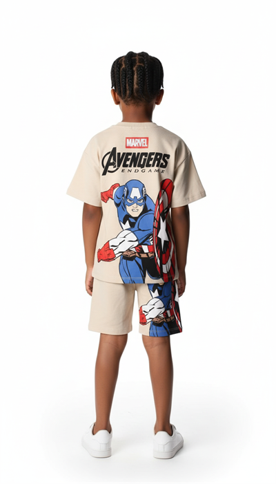 Captain America Sırt Baskılı Şortlu Takım