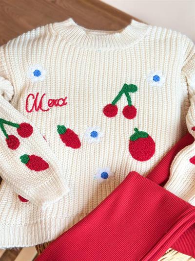 Çiçek Detay Triko Taytlı Takım