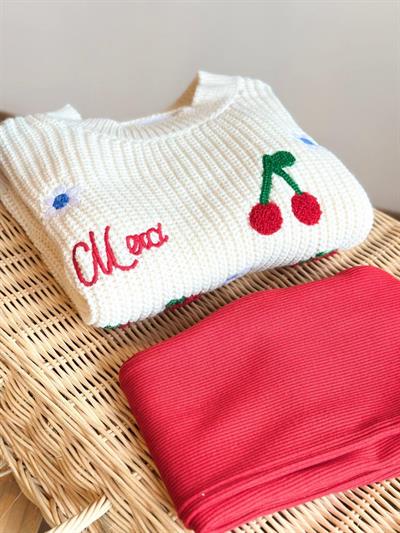 Çiçek Detay Triko Taytlı Takım