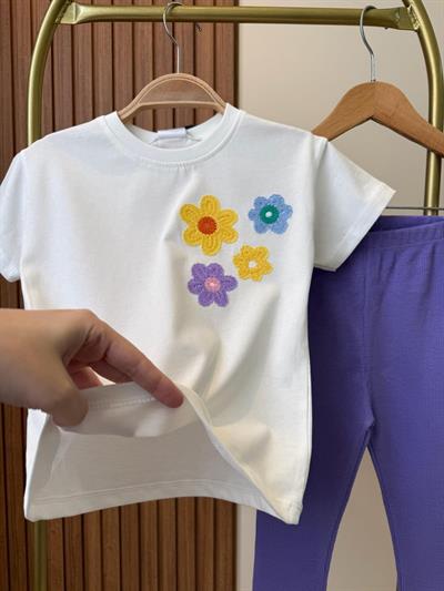 Çiçek Detaylı Taytlı Takım