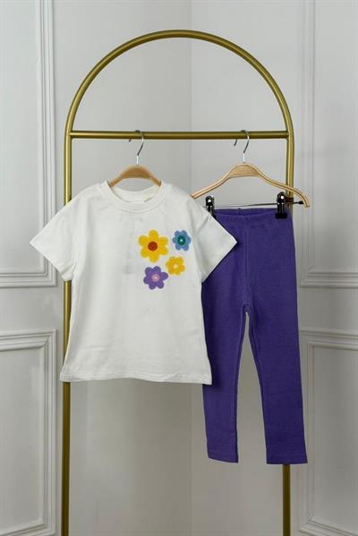 Çiçek Detaylı Taytlı Takım