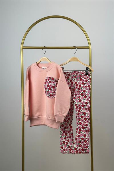 Çiçek Detaylı Taytlı Takım