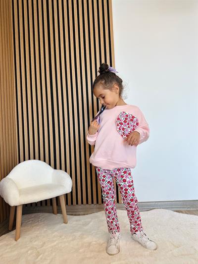 Çiçek Detaylı Taytlı Takım