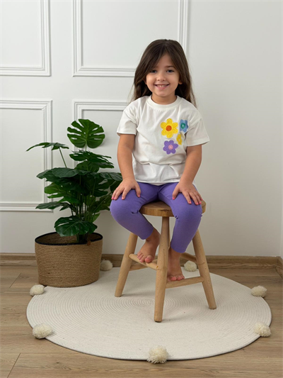 Çiçek Detaylı Taytlı Takım