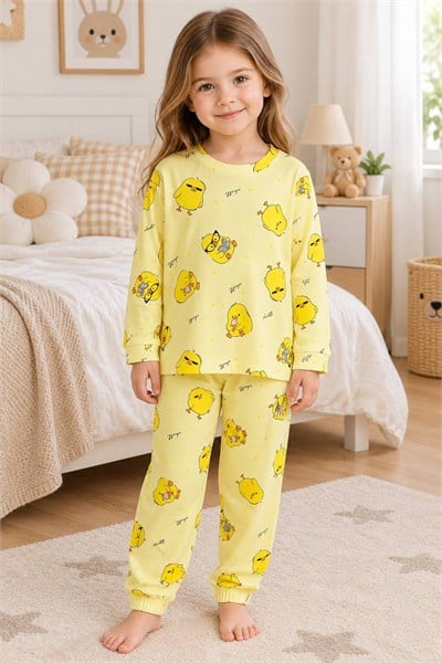 Civciv Baskılı Pijama Takımı