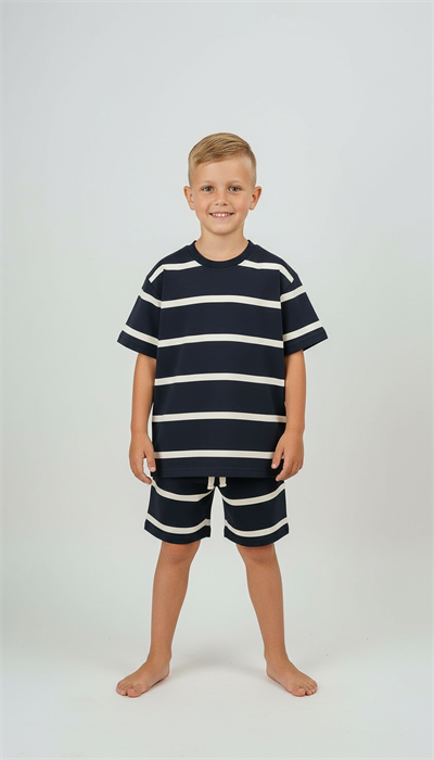 Çizgi Detaylı Şortlu Takım