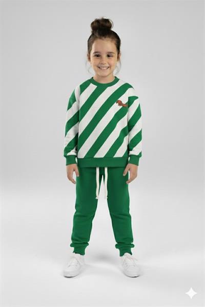 Çizgili Köpek Baskılı Eşofman Takımı