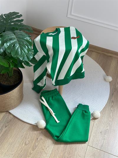 Çizgili Köpek Baskılı Eşofman Takımı