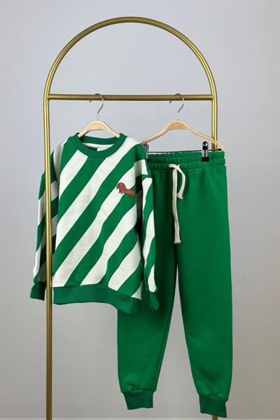 Çizgili Köpek Baskılı Eşofman Takımı