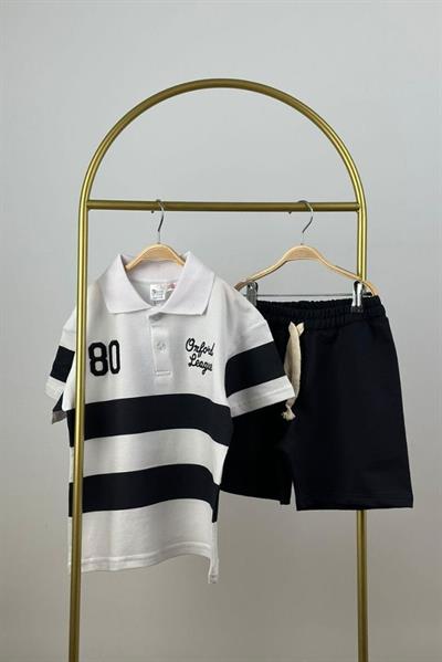 Çizgili Polo Yaka Şortlu Takım