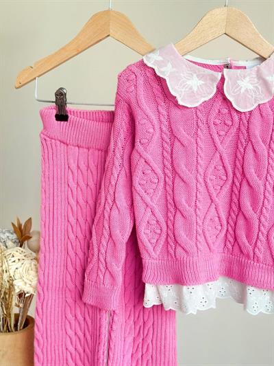 Dantel İşlemeli Triko Takım