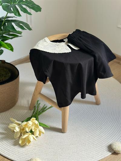 Dantel Yaka Detaylı Şortlu Takım