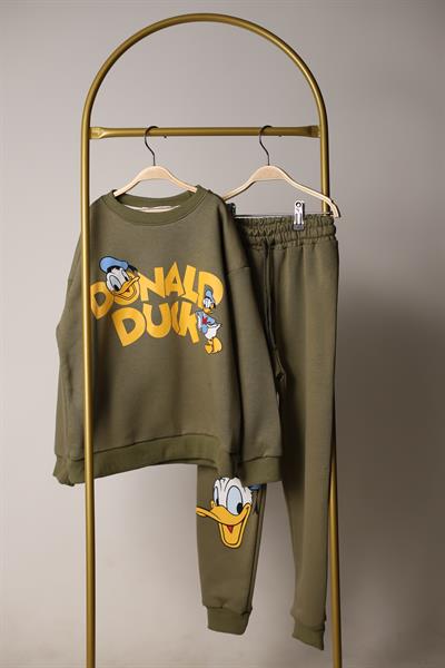 Donald Duck Kareli Sırt Baskılı Eşofman Takımı