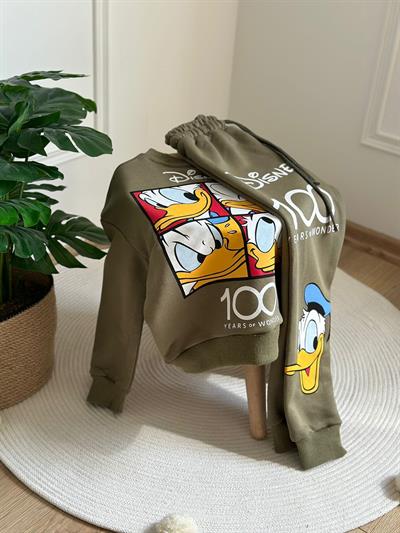 Donald Duck Kareli Sırt Baskılı Eşofman Takımı