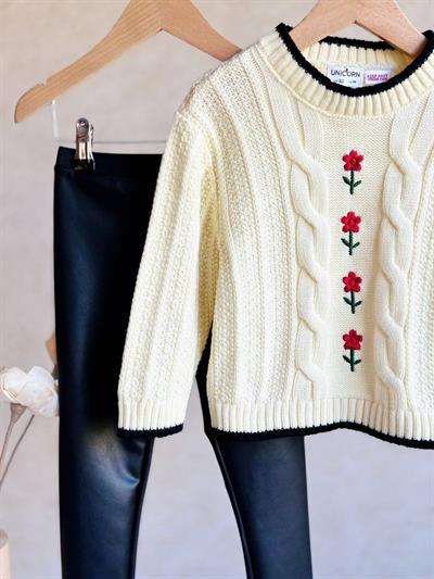 Flower Desenli Triko Takım