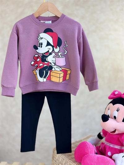 Happy Christmas Minnie Baskılı Taytlı Takımı