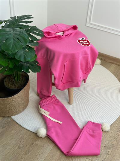 Kapüşonlu New York Nakış İşlemeli Eşofman Takımı