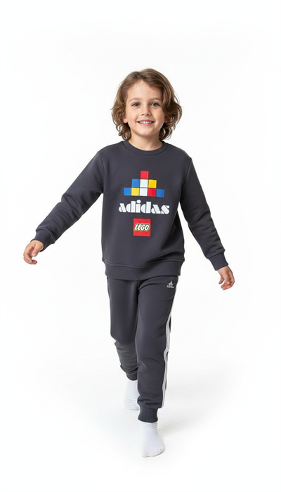 Kare Detaylı Lego Spor Logo Baskılı Eşofman Takımı