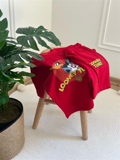 Kırmızı Looney Tunes Şortlu Takım