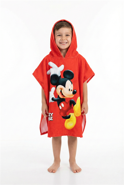 Kırmızı Mickey Panço Plaj Havlusu