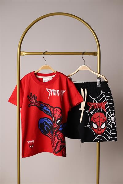 Kırmızı Spiderman Şortlu Takım