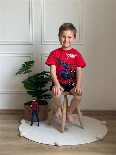 Kırmızı Spiderman Şortlu Takım