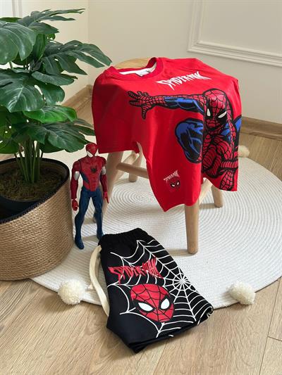 Kırmızı Spiderman Şortlu Takım