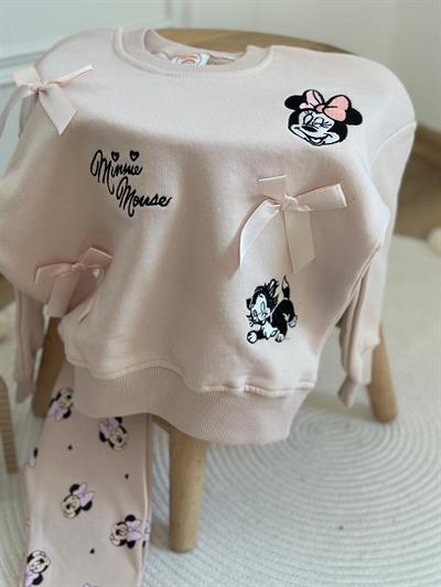 Kurdele Detaylı Minnie Baskılı Eşofman Takımı