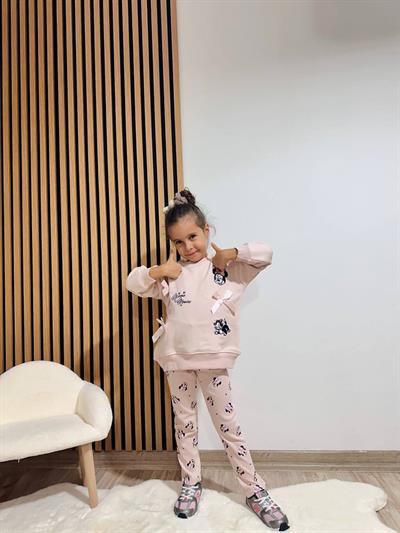 Kurdele Detaylı Minnie Baskılı Eşofman Takımı