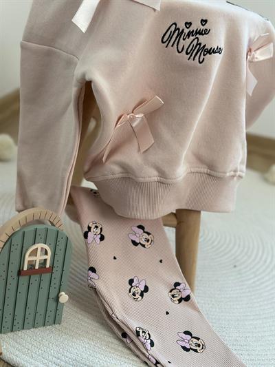 Kurdele Detaylı Minnie Baskılı Eşofman Takımı