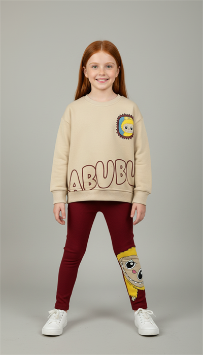 Labubu Baskılı Taytlı Takım
