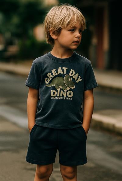 Lacivert Dino Şortlu Takım