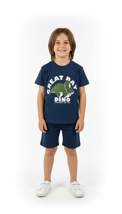 Lacivert Dino Şortlu Takım