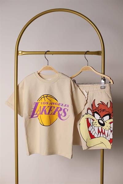 Lakers Tazmanya Canavarı Sırt Baskılı Şortlu Takım